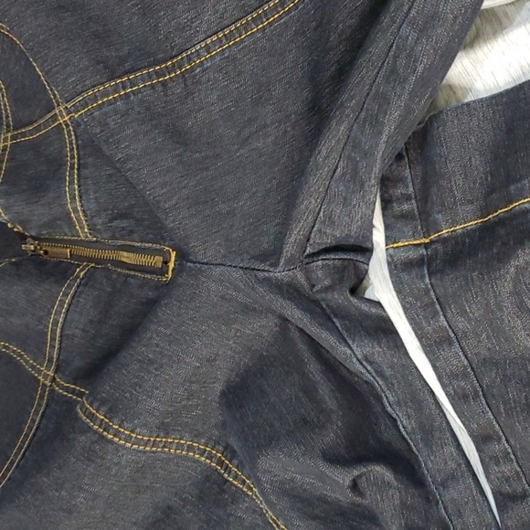 Bisou Bisou Michele Bohbot Jeans womens sz 12 black zipper front no buttons wide - Picture 10 of 11